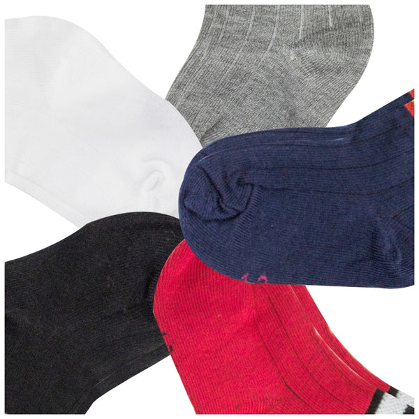 Boys & Girls 5 Pair Cotton Ankle Length Socks For 3 To 4 Years (Red,Grey,Black,Blue) -Sk798