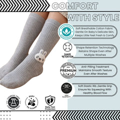 Baby Unisex Cotton Calf Length Grey Kids Long Rabbit Face Socks-SK965andF06