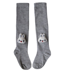 Baby Unisex Cotton Calf Length Grey Kids Long Rabbit Face Socks-SK971andF06