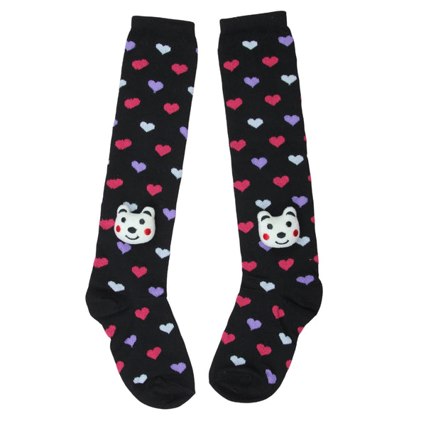 Unisex Cotton Black Calf Length Kids Long Face Socks-SK1217andF21