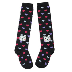 Unisex Cotton Black Calf Length Kids Long Face Socks-SK1072andF21