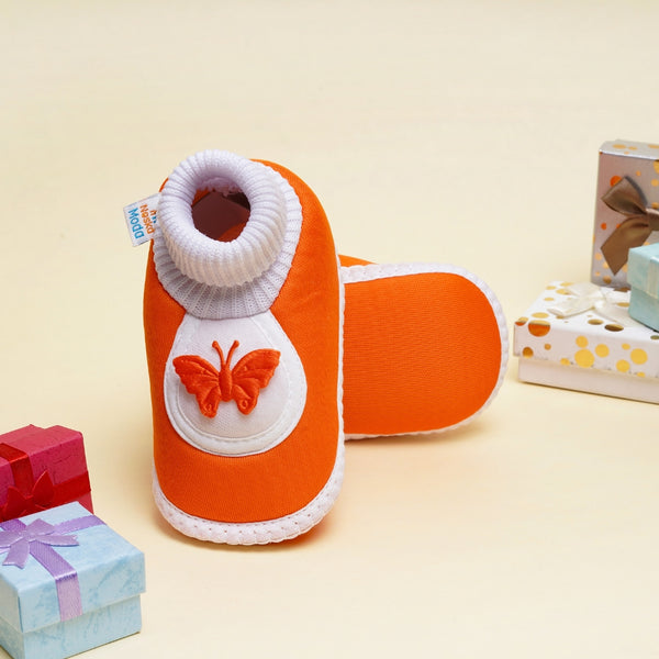 6 To 12 Months Baby Boys & Baby Girls Cute Soft Cotton Pre-Walker Butterfly Booties