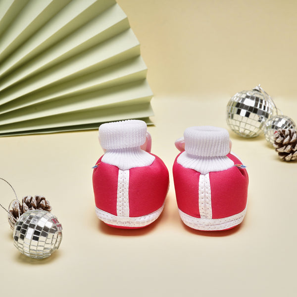 6 To 12 Months Baby Boys & Girls Cotton Pre-Walker Rabbit Face Booties (White, Pink)-SK147