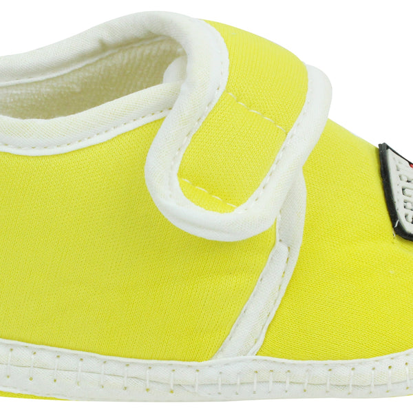 6 To 12 Months Baby Boys & Girls Soft Cotton Pre-Walker Sports Booties (White, Yellow)-SK187