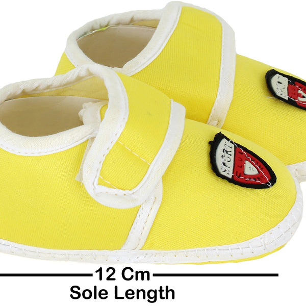 6 To 12 Months Baby Boys & Girls Soft Cotton Pre-Walker Sports Booties (White, Yellow)-SK187