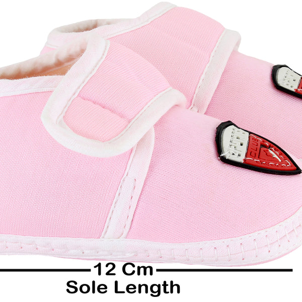 6 To 12 Months Baby Boys & Girls Soft Cotton Pre-Walker Sports Booties (White, Pink)-SK190