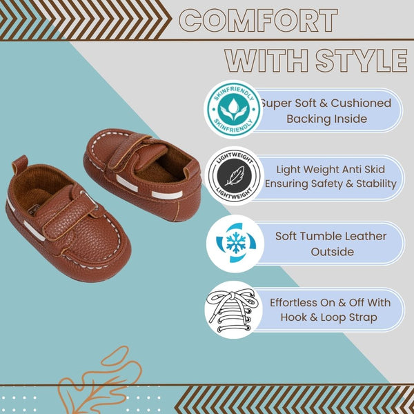 6 to 12 Months Baby Boys Shoes,Infant Non Slip Booties (Brown)-BT4544