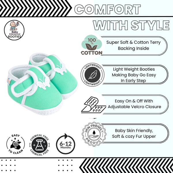 Neska Moda 6 To 12 Months Baby Boys & Girls Cotton Butterfly Velcro Booties