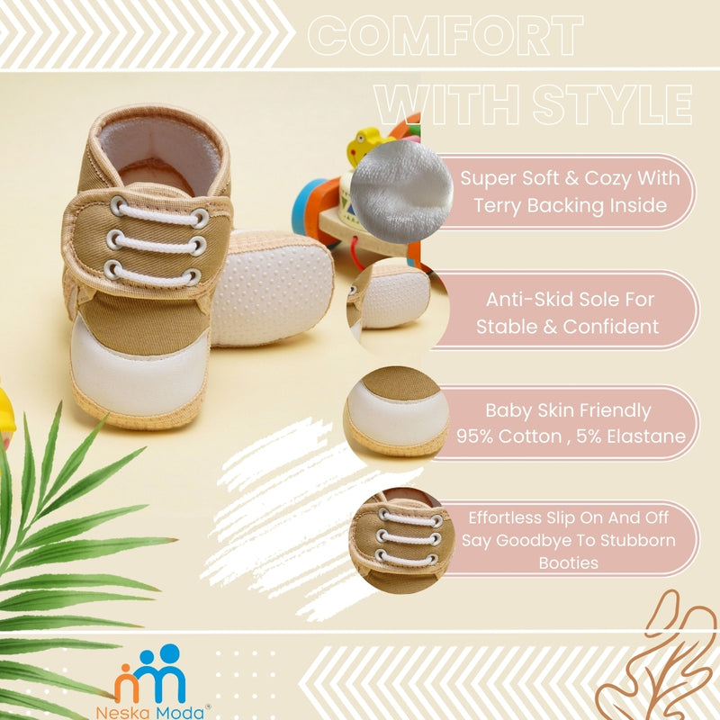 6 To 12 Months Baby Boys & Baby Girls Cotton Velcro Shoes/ Booties