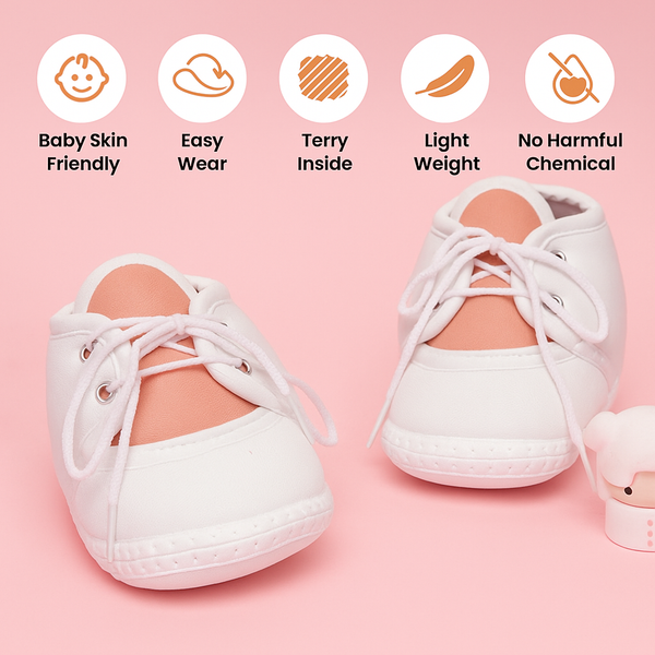 6 To 12 Months Baby Boys & Baby Girls Cute Soft Cotton Pre-Walker Lace Booties (Light Pink)-BT4703