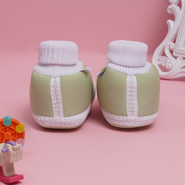 6 To 12 Months Baby Boys & Girls Soft Cotton Pre-Walker Butterfly Booties (Light Green)-BT2292