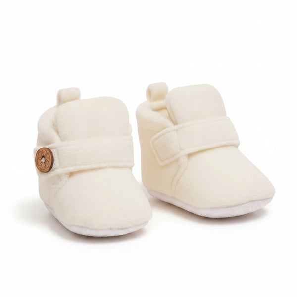 Baby Unisex Velvet White Velcro Shoe-BT3624