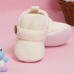 Baby Unisex Velvet White Velcro Shoe-BT3624