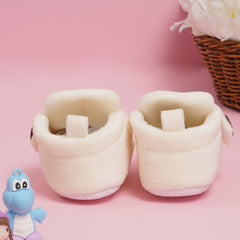 Baby Unisex Velvet White Velcro Shoe-BT3624