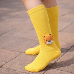Baby Unisex Cotton Calf Length Yellow Kids Long Tiger Face Socks-SK1065andF01