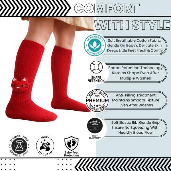 Baby Unisex Cotton Calf Length Red Kids Long Tiger Face Socks-SK1147andF04