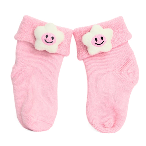 Baby Unisex Cotton Ankle Length Pink Kids Smiley Star Face Socks-SK1473