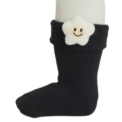Baby Unisex Cotton Ankle Length Black Kids Smiley Star Face Socks-SK1475