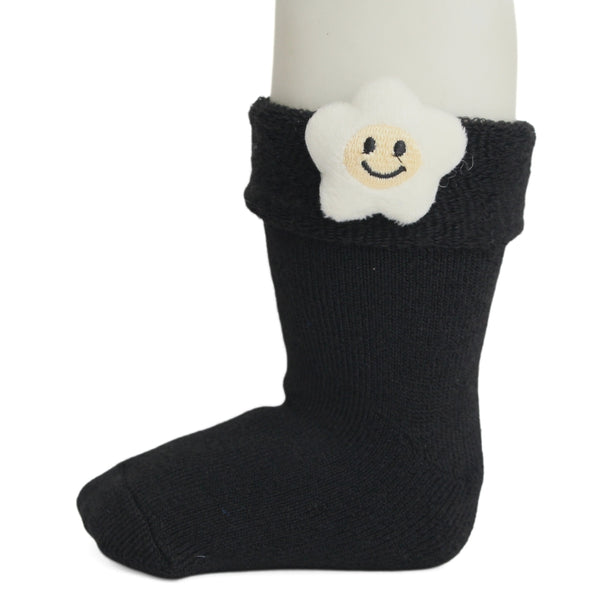 Baby Unisex Cotton Ankle Length Black Kids Smiley Star Face Socks-SK1475