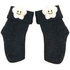 Baby Unisex Cotton Ankle Length Black Kids Smiley Star Face Socks-SK1475
