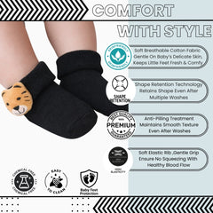 Baby Unisex Cotton Ankle Length Black Kids Tiger Face Socks-SK1476
