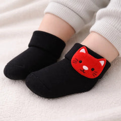 Baby Unisex Cotton Ankle Length Black Kids Tiger Face Socks-SK1477