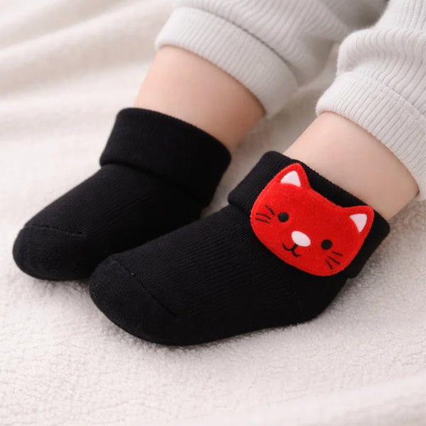 Baby Unisex Cotton Ankle Length Black Kids Tiger Face Socks-SK1477