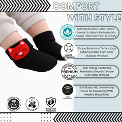 Baby Unisex Cotton Ankle Length Black Kids Tiger Face Socks-SK1477