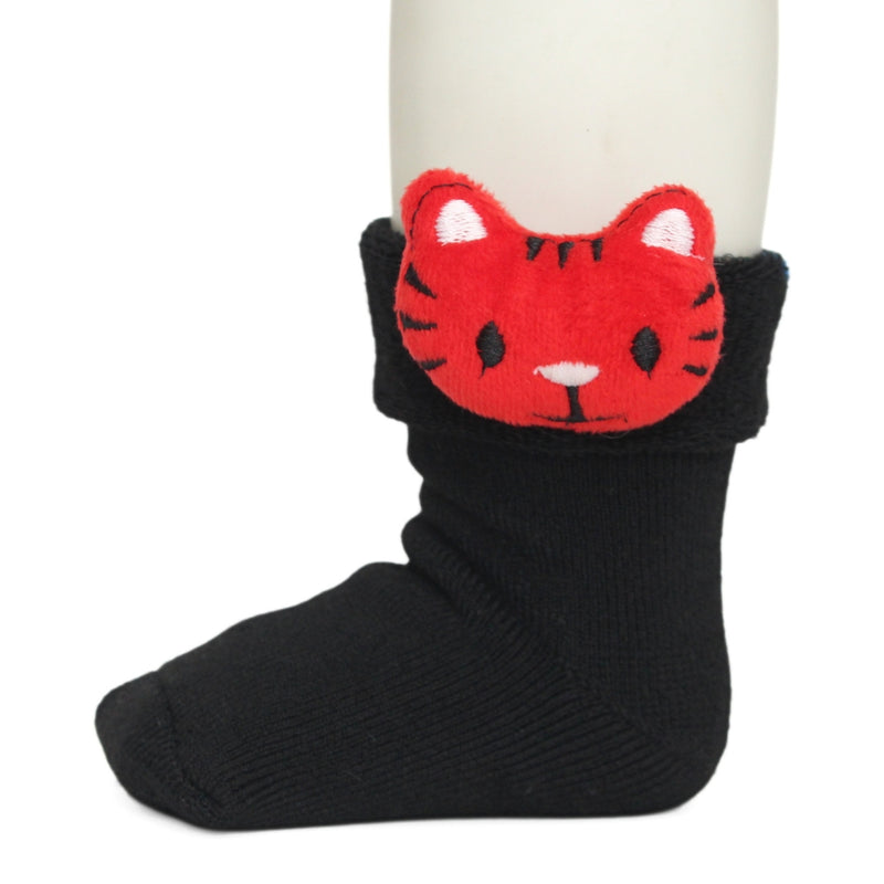 Baby Unisex Cotton Ankle Length Black Kids Tiger Face Socks-SK1477