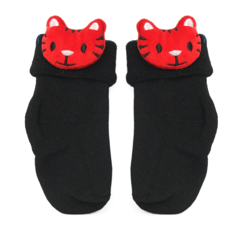 Baby Unisex Cotton Ankle Length Black Kids Tiger Face Socks-SK1477